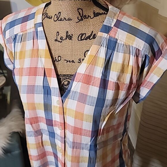 LOFT Gingham Print Top Size XS - Picture 3 of 8